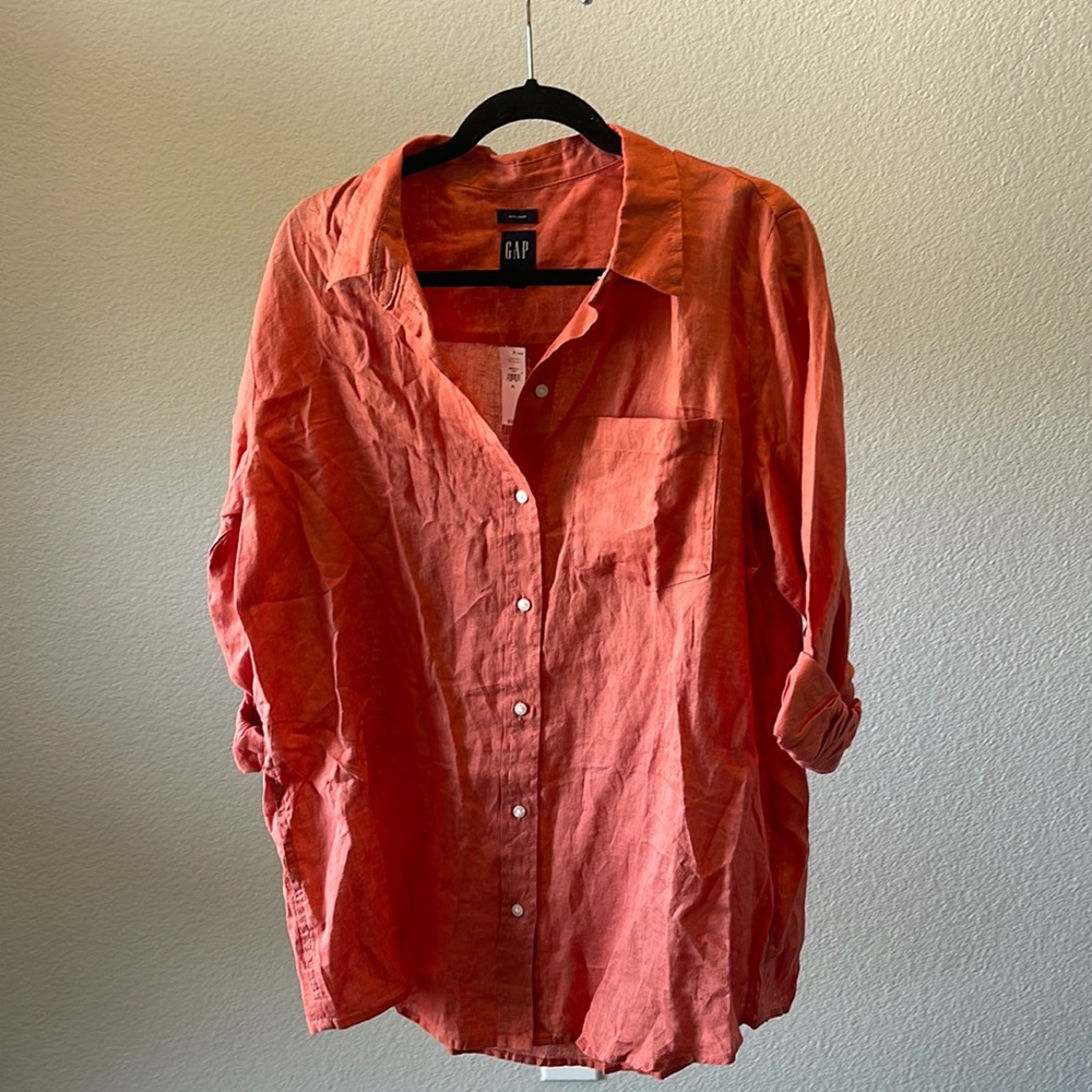 Orange Gap Linen Button Down, Size XL